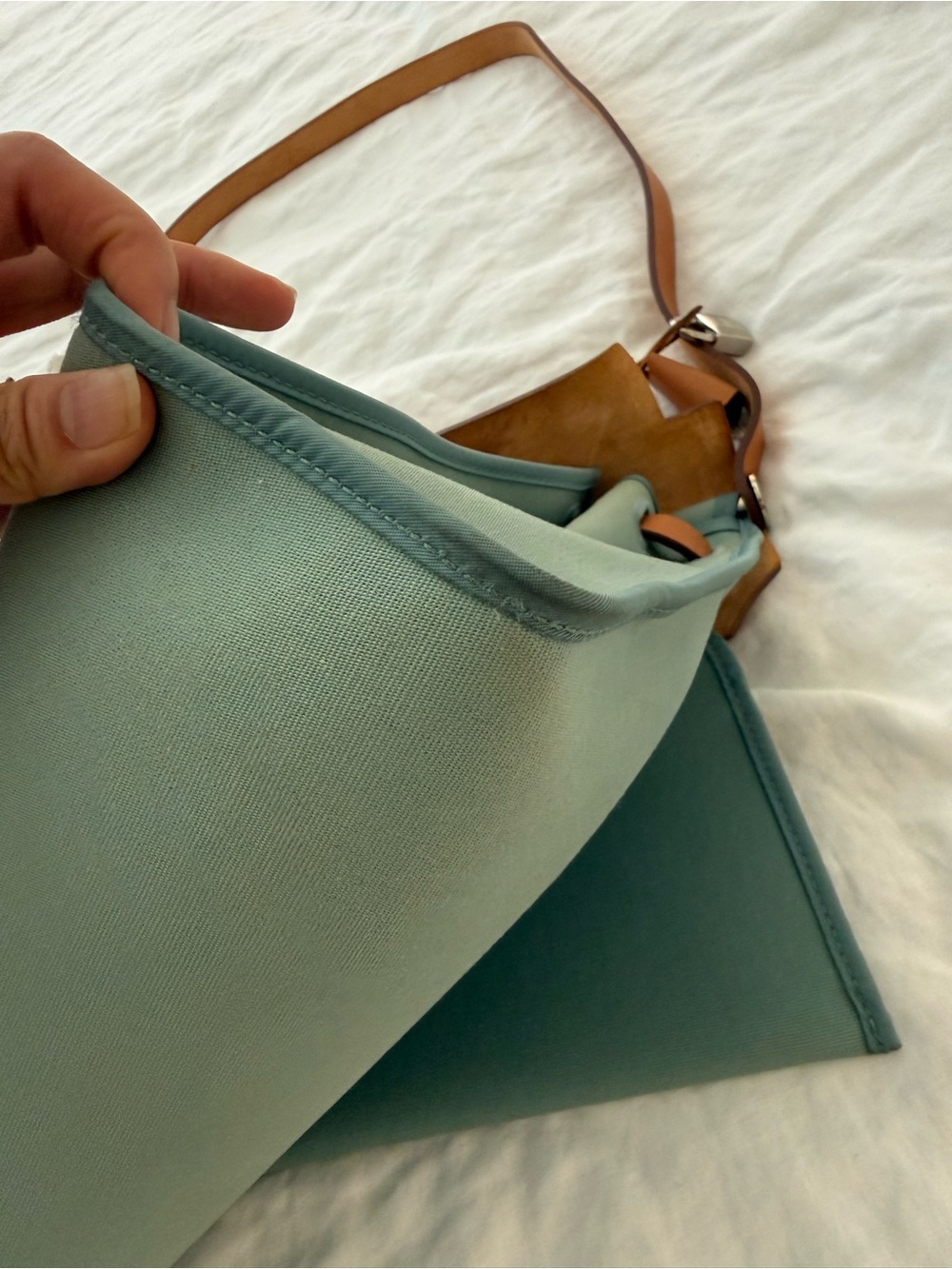 HERMES Herbag Zip 31 Hand Bag Canvas Leather 2way Green Palladium Authentic - Picture 8 of 16